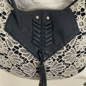 Navy Boho Shoulder Bag with Tassle